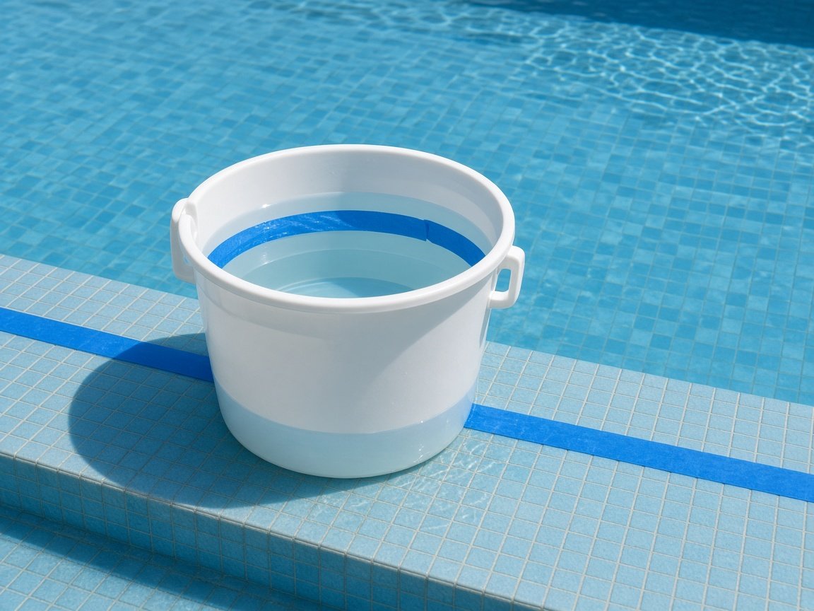 Bucket on a pool step for the bucket test